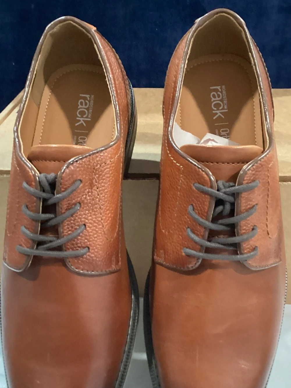 Nordstrom Rack Men’s 8M Cognac Leather Dress Shoes Ortholite
